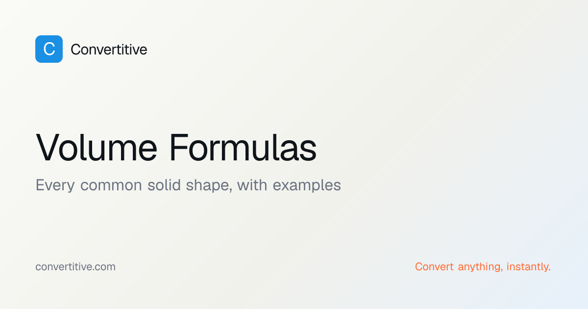 Volume Formulas for Every Common Solid Shape (With Examples) | Convertitive