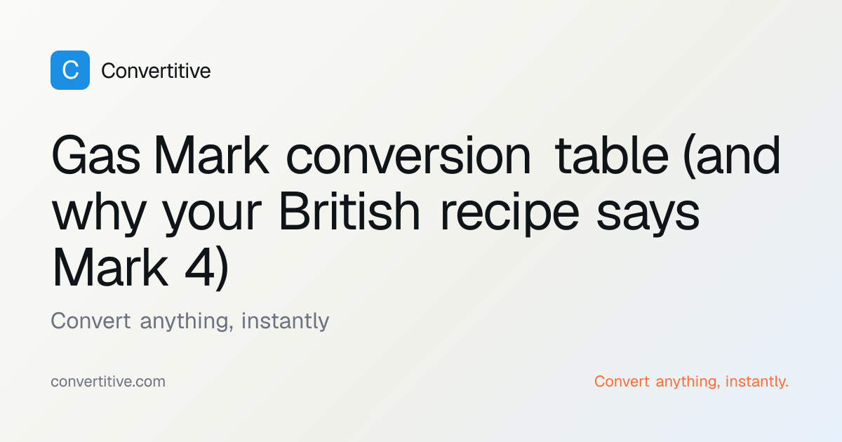 Gas Mark conversion table (and why your British recipe says Mark 4 ...
